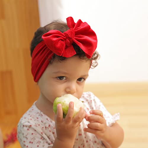 Yeeman 8Pcs Elastic Christmas Velvet Headband For Baby Girls,Toddler Girls Bows Turban Head Wrap Hair Bands Photography Props Hairband (8 Pcs Hairbands) #TOP6
