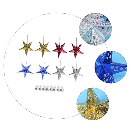 BESPORTBLE 8 Peças Estrela Luz Fita De Papel Estrela Decoração Suspensa Pingentes De Estrela Luminos