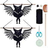 INFUNLY Juego de 2 adornos para colgar en la pared de macramé para principiantes, murciélagos góticos, kit de adornos colgantes de macramé para Halloween, tapiz de pared con instrucciones (idioma