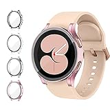 HATALKIN 4-Pack Case with Screen Protector Compatible with Samsung Galaxy Watch 4 Case 40mm Hard PC Cover Built in Tempered Glass Screen Protector Full Cover Bumper Shell for 2021 Galaxy Watch 4 40mm