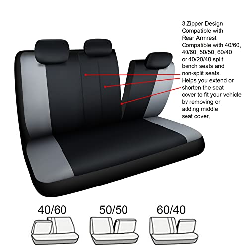 Akauto Waterproof Car Seat Cover Full Set, Low Back Front Automotive Seat Protector, Split Bench Rear Seat Cover, Universal Vehicle Interior Covers For Suv Sedan Truck Van, Airbag Compatible #TOP3