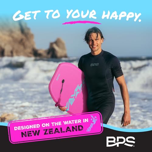 Own the Wave \'Wave Weapon\' Bodyboard with Premium Leash, Lightweight with EPS Core (Pink & Mint Green, 41-Inch)