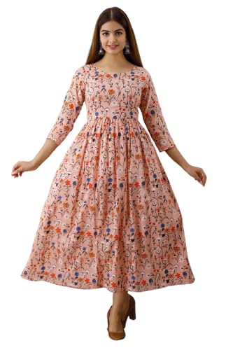 Aarohi FashionA-line Printed Rayon 3/4 Sleeve Stitched Kurti