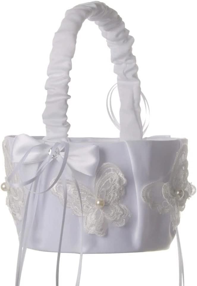 European-style Wedding Flower Girl Basket Hand-embroidered Bow Bridal