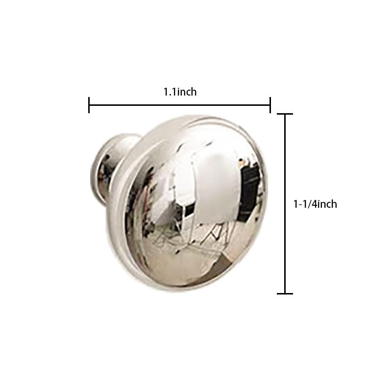 KHTUMEWARE-80212 Oval Knob, Polished Nickel, 1-1/4 in (32 mm), 10-Pack in Polished Nickel — KHTUMEWARE