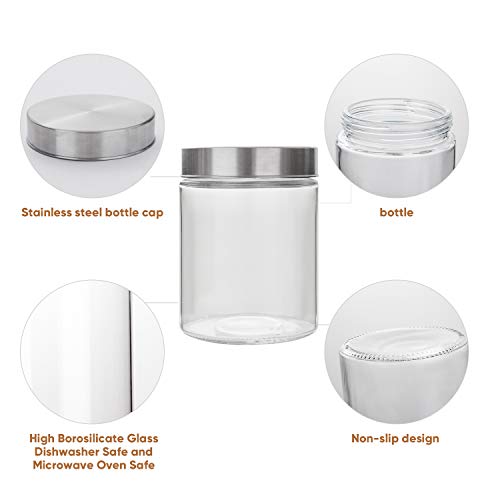 Glass Storage Jars With Stainless Steel Lids For The Kitchen,Set Of 6,27 Oz #TOP2