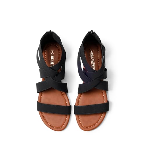 DREAM PAIRS Women's Elastic Ankle Strap Low Wedges Sandals4
