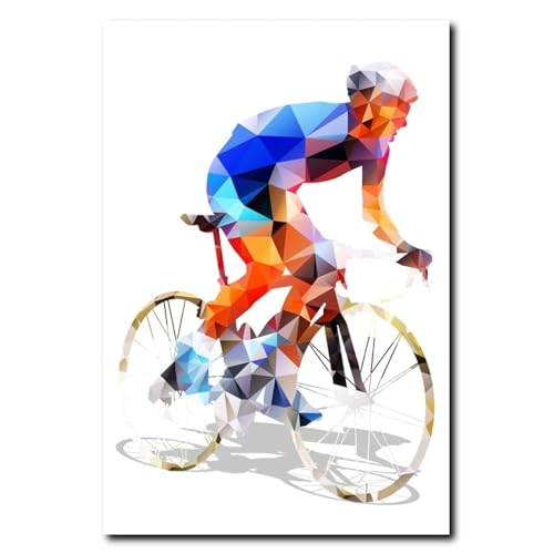 Art abstrait géométrique de cyclisme affiche murale vélo sur toile 40x60cm - 2