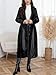 utcoco Womens Faux Leather Trench Coat Classic Lapel Button Down Maxi Jacket 2025 Stylish Overcoat (Large, Black)