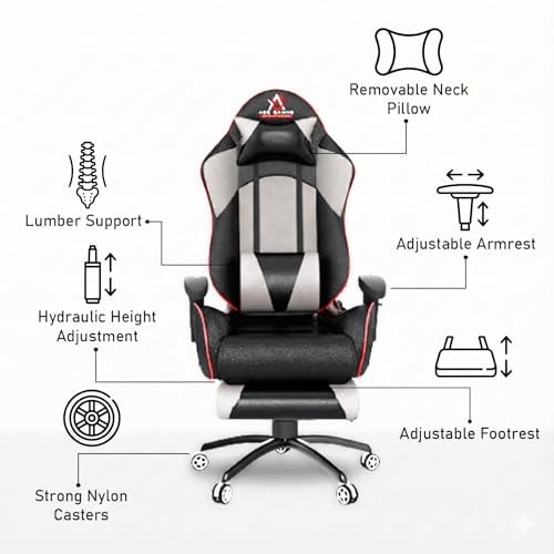 ASE GAMING Store ASE GAMING Gold Series Ergonomic Gaming Chair, Grey - Image 4