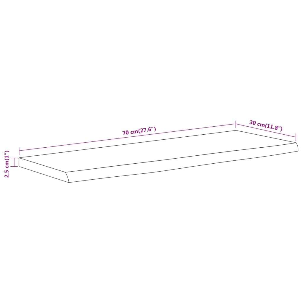 vidaXL Mensola a Muro 70x30x2,5cm Rettangolare Legno Acacia Bordi Vivi, mensola a Muro, ripiano a Muro, ripiano, ripiano a Parete, mensola