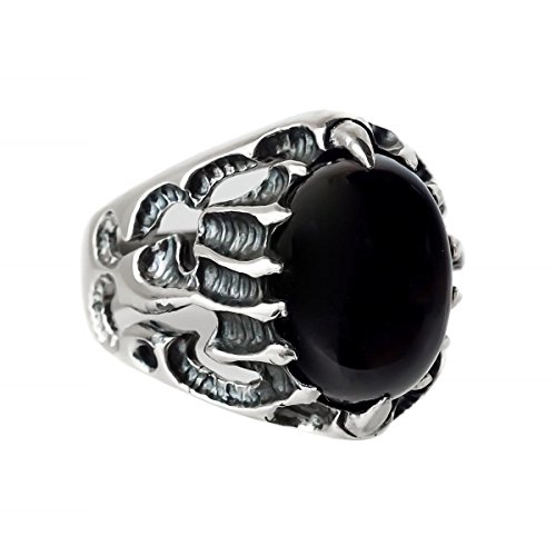 ジナブリング (JINA BRING) リング 指輪 ラウンド型 カボション オニキスリング 爪 黒瑪瑙 天然石 シルバー925#23