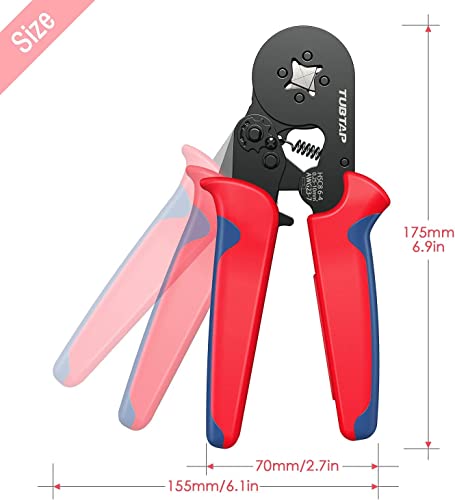 Image of Ferrule Crimping Tool Kit - Self-Adjusting Ratchet Plier 28-5 AWG Hexagonal Crimper, 1200 PCS Assorted Copper Wire Ferrule Connectors for Electrical Panel, Solar & DIY Wiring Projects