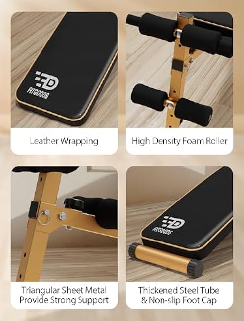 Sit Up Bench, Adjustable Workout Bench for Ab Exercise, Curved Incline/Decline Slant Bench, Five Adjustment Levels, Great Home Gym Workout Equipment for Building Abs and Core Muscles