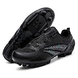 JiuQing Zapatillas De Ciclismo De Montaña Profesionales para Exteriores para Hombre Y Mujer Compatibles con Calas SPD De 2 Tornillos Incluidas,Negro,43 EU
