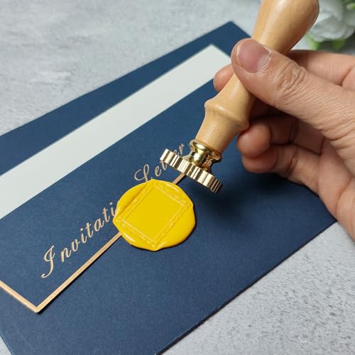 Pilloze Frame Wax Seal Stamp, 3D Embossed Relief Carving Brass Head and Wood Handle for Wax Seal Stamp Kit, Decor for Thanksgiving Card/Envelope/Gift Wrap/Wedding Invitation/Vellum Jacket