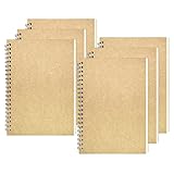 DSTELIN Blank Spiral Notebook, 6-Pack, Soft Cover, Sketch Book, 100 Pages / 50 Sheets, 7.5 inch x 5.1 inch, 100GSM, (Brown)