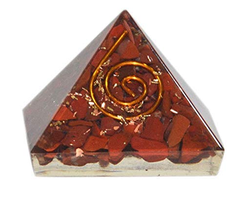 Aatm Red Jasper Healing Crystal Orgone Chakra Pyramid – Engraved Metaphysical Stone Figurine for Balancing Reiki Energy & Stability (1 Inch)