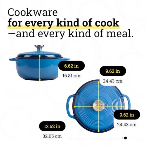Lodge Essential Enamel Cast Iron Dutch Oven, 4.5 Quart, Caribbean Blue - image 6