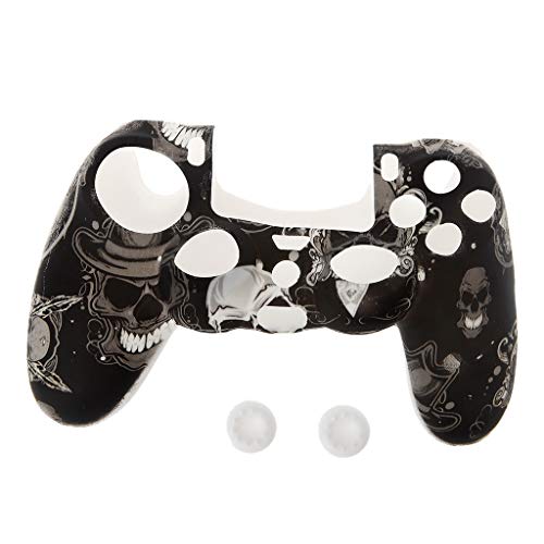 Preisvergleich Produktbild JERKKY Gamepad Controller Silikonhülle Schutzhülle + 2 Griffkappen für PS4