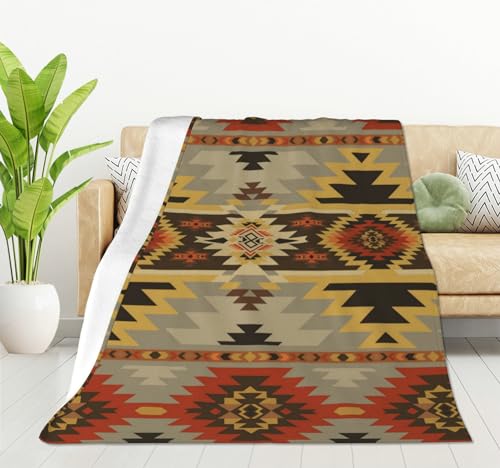 HGOD DESIGNS Couverture Aztec Impression Sud-Ouest Américain Plaid Doux Chaud Léger pour Femme Anniversaire Noël, Décoration Salon Maison 130x150cm