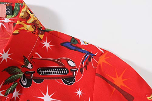 Image of SSLR-Big-Girls-Christmas-Shirts-Santa Claus Reindeer Ugly Hawaiian Christmas Shirts Button Down Long Sleeve Funny