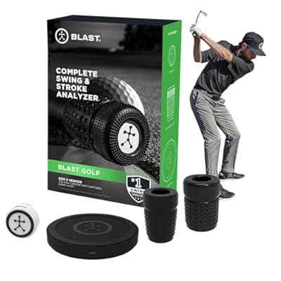 Blast Motion Golf Swing & Stroke Analyzer - Real-time Feedback, Swing Metrics, Swing Trainer, Video Capture Highlights, Track Performance GEN3 Sensor