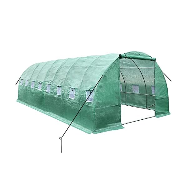 YITAHOME 26x10x7ft Greenhouse Large Heavy DutyOutdoor Greenhouses Walk in Tunnel Green House Portable Plant Gardening Upgraded Galvanized Steel Frame Ropes Zipper Doors 9 Crossbars Garden