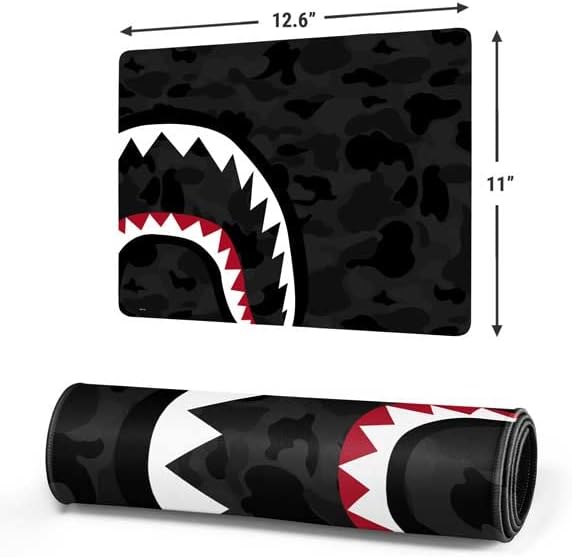 Vista 108 de Skinit Alfombrilla de mouse grande para juegos, diseño de camuflaje de dientes de tiburón con bordes cosidos, impermeable, base de goma
