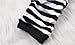 UPSTORE 1Pair Black + White Stripe Long Arm Warmer Fingerless Gloves Knitted Wrist Arm Warmers with Thumbhole Stretchy Gloves Winter Warming Protector for Women Girls