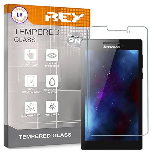 REY Protector de Pantalla para Tablet Lenovo Tab 2 A7-30, Cristal con Doble Protección UV, Vidrio Templado Premium 9H+