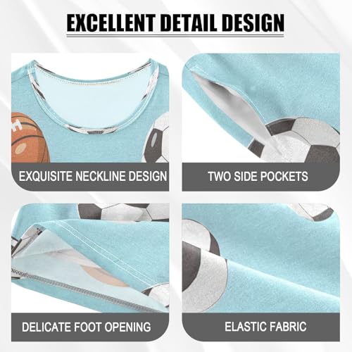 senya Short Sleeve Pajamas Sets Summer Cotton Sleepwear Football and Basketball4