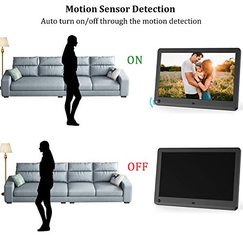 Digital Picture Frame 12 Inch 1920x1080 16:9 IPS Screen Photo Auto Rotate, Motion Sensor, 1080P Video Frame, Auto Play Photo/Video/Music, Background Music, Auto Turn On/Off, Include 32GB SD Card