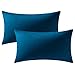 Fodera per Cuscino, 2 Pezzi, Fodere per Cuscino Decorate in Velluto Morbido, Federe per Cuscino, Copri Cuscino Euro per Fattoria, Divano, Sofà, Bambini, Interni ed Esterni, 30 x 50 cm, Blu Scuro