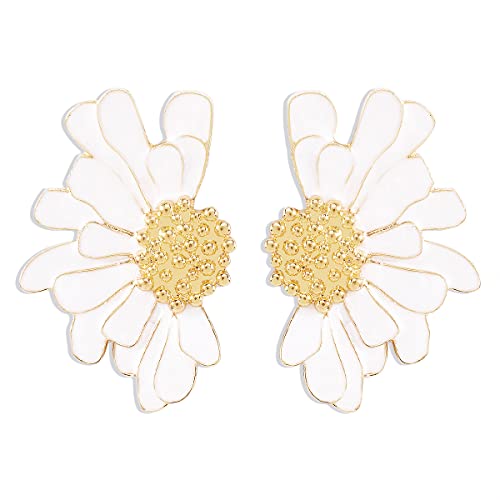 Image of Flower Dangle Earrings Boho Layered Floral Petal Drop Earrings Statement Stud Earring for Women