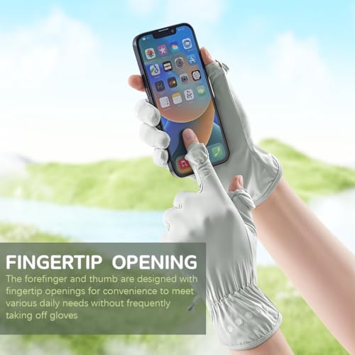 Image of SANNIDHI Silicone Hand Gloves for Sun Protection Gloves for Women Bike Riding, UPF 50+ UV Protection Ice Cool Gloves, Grey Summer Gloves for Driving, Golfing (Elastic Cuff & Breathable Palm Design)