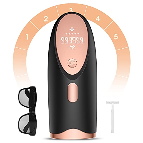 IPL Hair Removal, Painless Facial Hair Removal for Women & Men, Upgraded to 999,999 Flashes Hair Trimmer, Home Use Permanent Hair Removal Device for Face Arms Armpits Bikini Line Legs