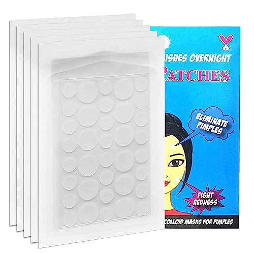 Jinpojun Parches para Acné,180 Piezas Invisibles Hidrocoloides Absorbentes Parches de Acné,Tratamiento Facial Antiacné,Transpirable Parches Absorbentes Parches de Acné(12 mm/8 mm)