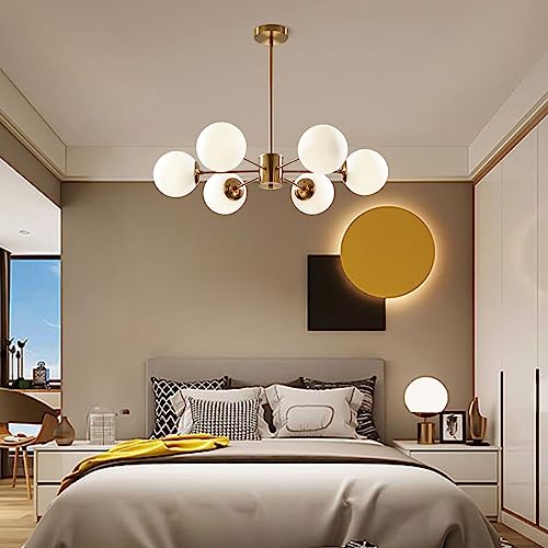 Image of Wall Lamp Chandelier Pendant Light, Home Decor for Bedroom, Living Room, Hallway, Cafe, Hotel, Restaurant (6 Light Gold Hanging LAMP with LED Bulb Pack of 1)
