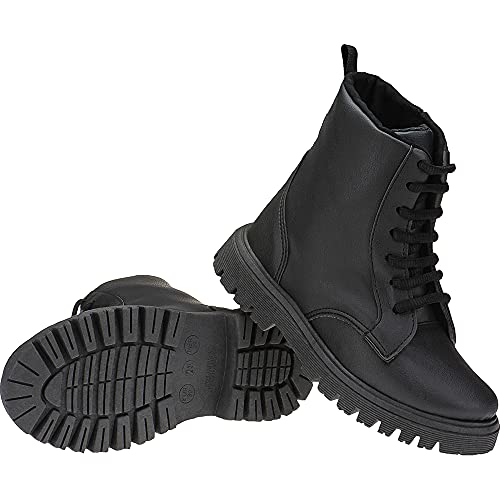 Bota coturno infantil feminino preto Cor:Preto;Tamanho:32;Gênero:Menina