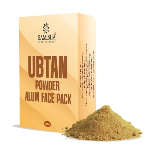 Image of Samisha Organic Ubtan Alum Face Pack for Face & Body - Skin Tightening, Tan Removal & Pore Minimizing | Phitkari Powder for Face | Fitkari Natural Ubtan Powder Glow Mask (100g)