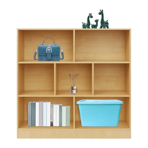 jiumxliu Estantería escalonada, estantería con 3 niveles y 7 compartimentos, estantería de cubos, estantería de oficina, estantería de almacenamiento para salón, dormitorio, estudio, oficina, color de