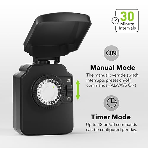 image for BN-LINK 24-Hour Mechanical Outdoor Light Timer, Waterproof, Heavy Duty