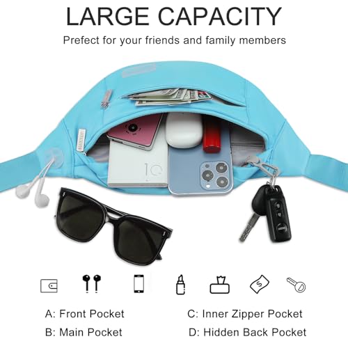 Image of MAXTOP Large Crossbody Fanny Pack with 4-Zipper Pockets,Gifts for Enjoy Sports Festival Workout Traveling Running Casual Hands-Free Wallets Waist Pack Phone Bag Fits All Phones