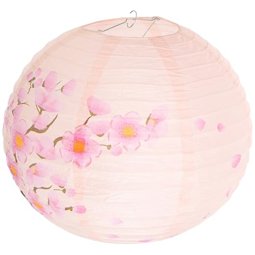 BESTYASH Linterna de Papel Plegable Japonesa 35 Cm Rosa Flores de Durazno para Decoración de Boda y Fiesta, Linternas Colgantes Tradicionales para Hogar, Restaurante y Bar