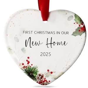 New Home Christmas Ornament 2025 New Couple Ceramics Gifts for Home Decor Christmas Heart Housewarming