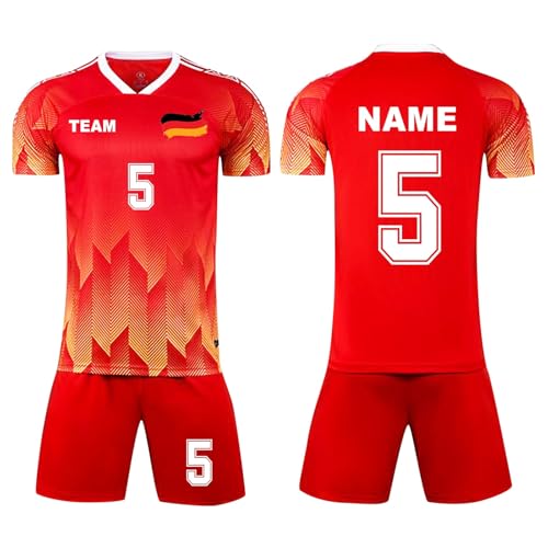 Conjunto de camiseta de fútbol personalizada para niños, uniforme de entrenamiento con logotipo de número de nombre, 2-Rojo, 28