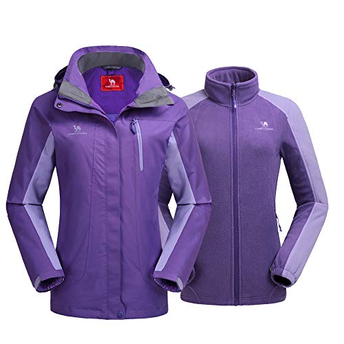 CAMELSPORTS Womens Ski Jackets Waterproof Fleece Snow Coat 3 in 1 Snowboarding Jackets Winter Warm Windbreaker Raincoat Outdoor