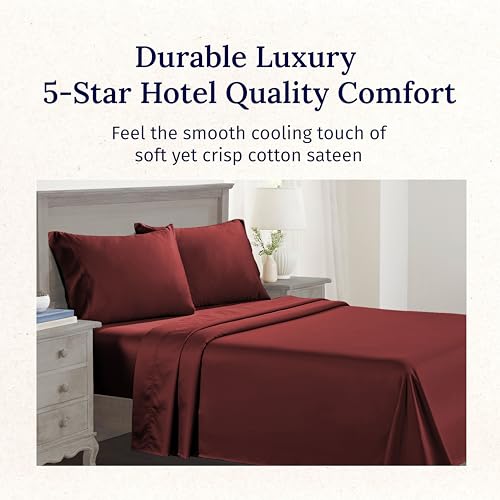 California Design Den Deep Pocket King Sheet Set - Luxury 600 Thread Count Bed Sheets 100% Cotton Sateen, Cooling King Size Sheets Set, Hotel-Quality, Better Than Egyptian Cotton Sheets - Brick Red