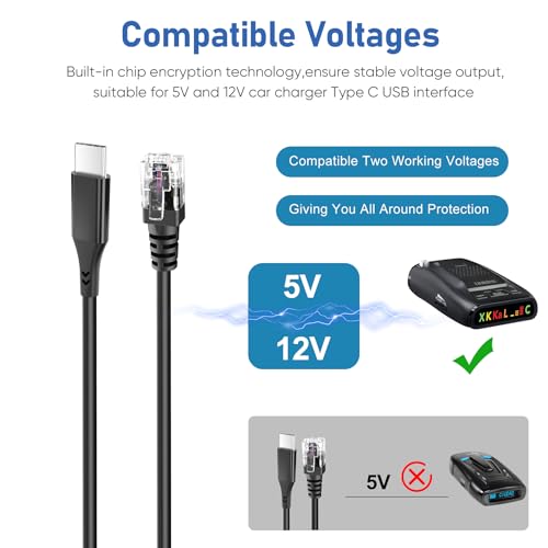 Radar Detector Cable,USB C to RJ11 Cable Charging Kit,with Automatic Recognition and Matching Voltage Function,for Escort Max360 Unide Beltronics Cob'r'a DualPro 360 Radenso XP etc Radar Detector by QaMcbulc - Image 3